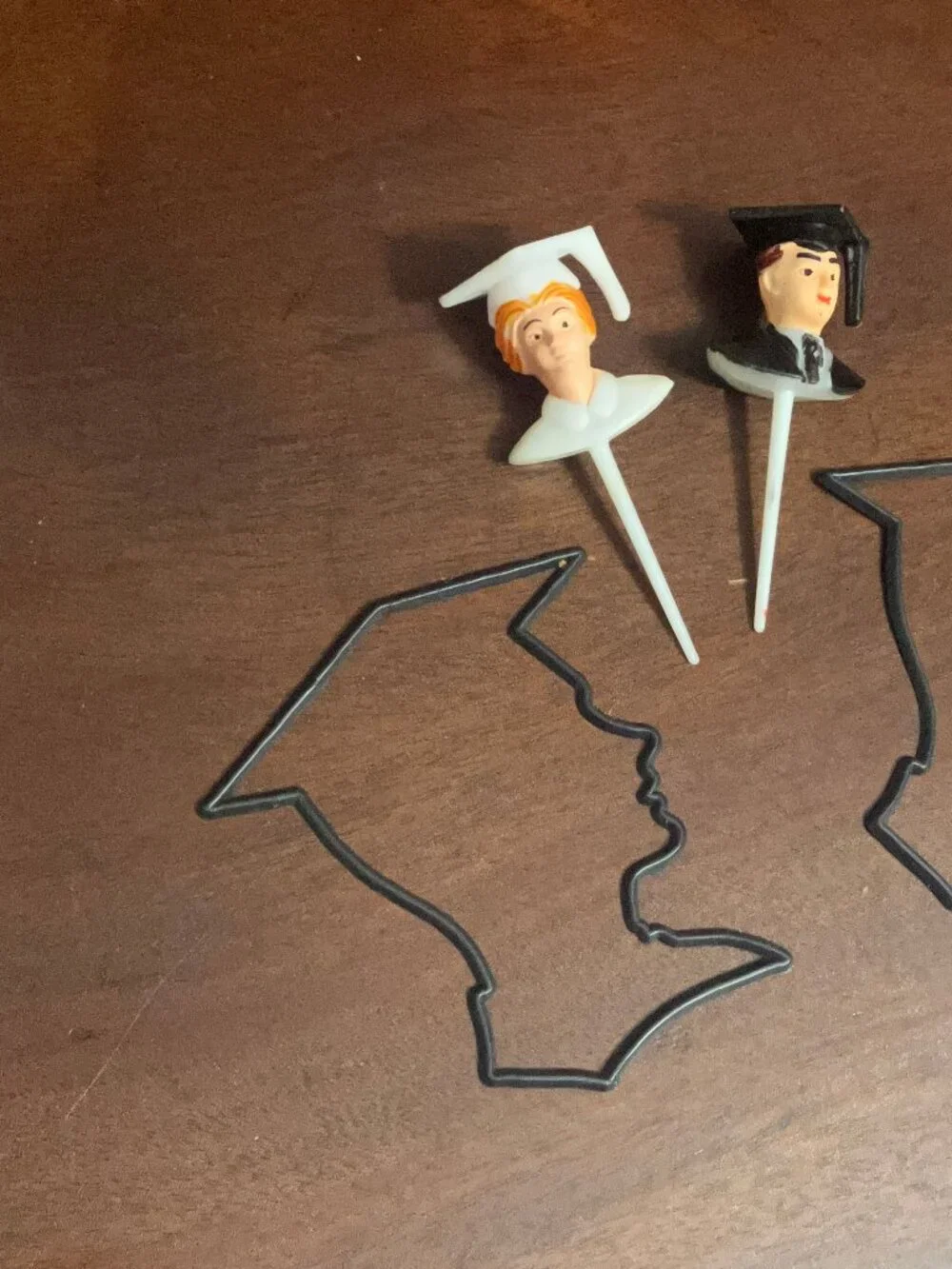 Set of 4 Vintage Graduation Cake / Cupcake Toppers Boy & Girl